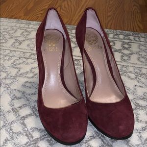 Maroon suede heels